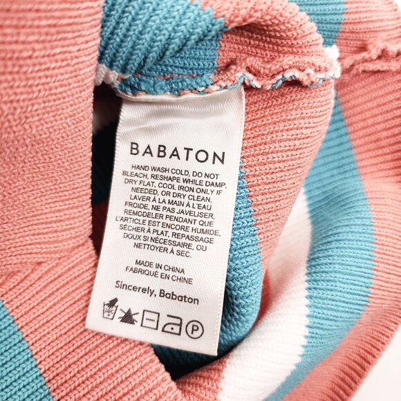 Babaton Halter Top Womens Stripe Pink Blue White Nylon Elastane S - Picture 4 of 6